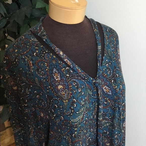 Ruff Hewn Turquoise paisley print 2x Blouse - Picture 12 of 15